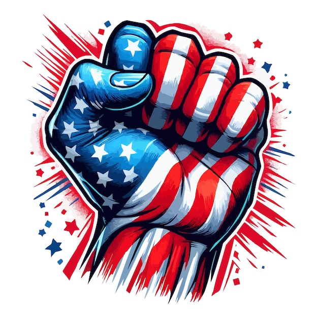 Powerful and impactful clenched fist with usa flag