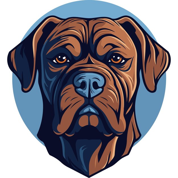 A powerful and intimidating illustration of a brown bulldogs head perfect for use in designs related to strength loyalty and determination