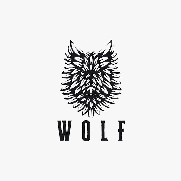 Vector powerful nature head of wolf logo vector illustration template on white background