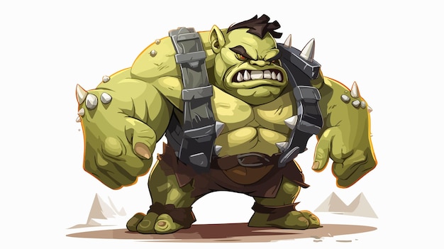 Vector powerful ogre ready for battle in cartoon vector illustration