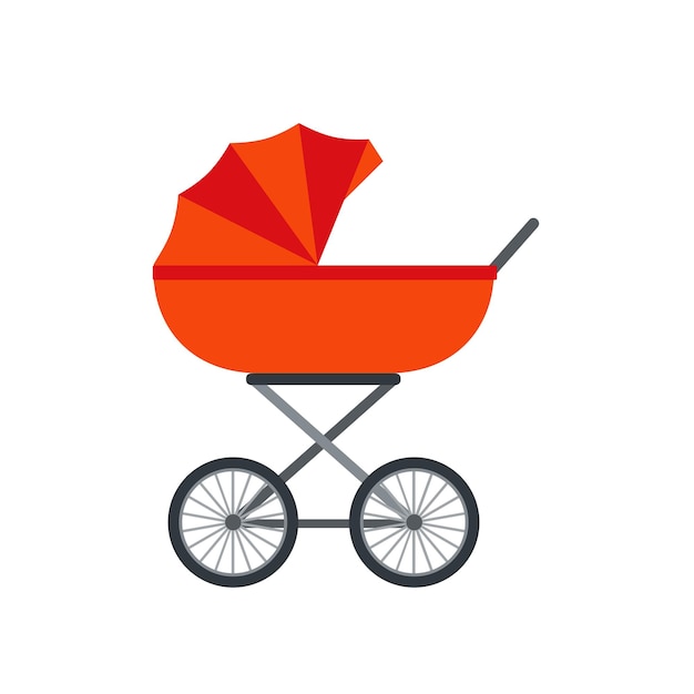 Pram baby carriage in flat design Vector cartoon illustration