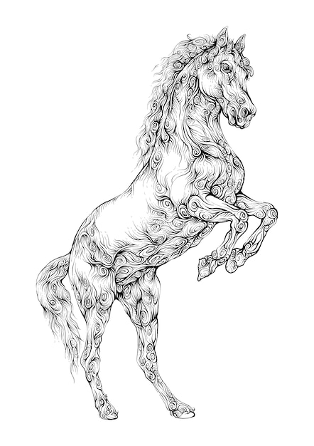 Prancing horse hand drawing