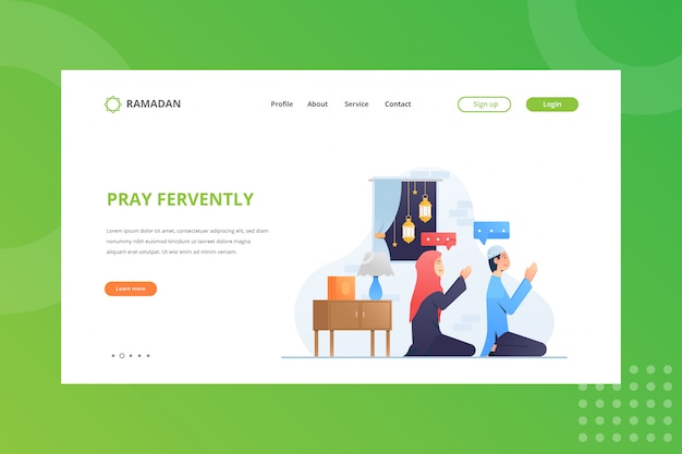 Pray Fervently Illustration for Ramadan Concept on Landing page