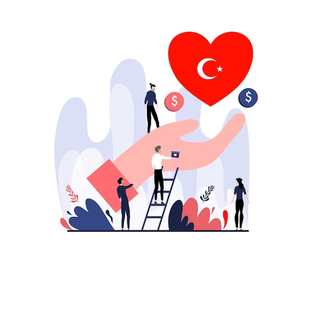 Pray for turkey with charity turkey flag for turkey earthquake illustration vector