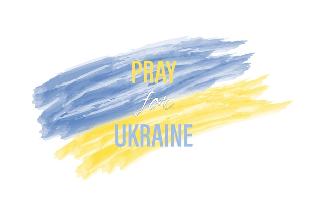 Pray for ukraine ukraine flag praying concept vector illustration ukraine flag brush concept