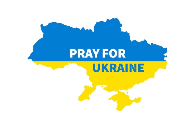 Pray for Ukraine with the map of the Ukrainian flag vector illustration