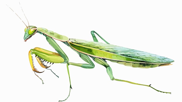 Vector praying mantis insect watercolor illustration isolated