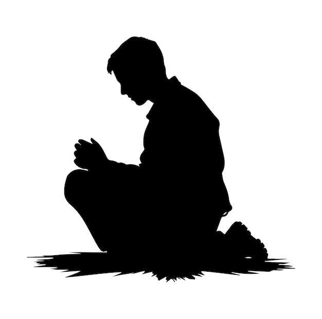 Vector praying silhouette vector illustration