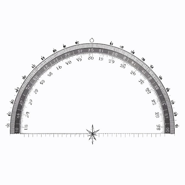 Precise Arc Ruler Line Vector Illustration on White Background