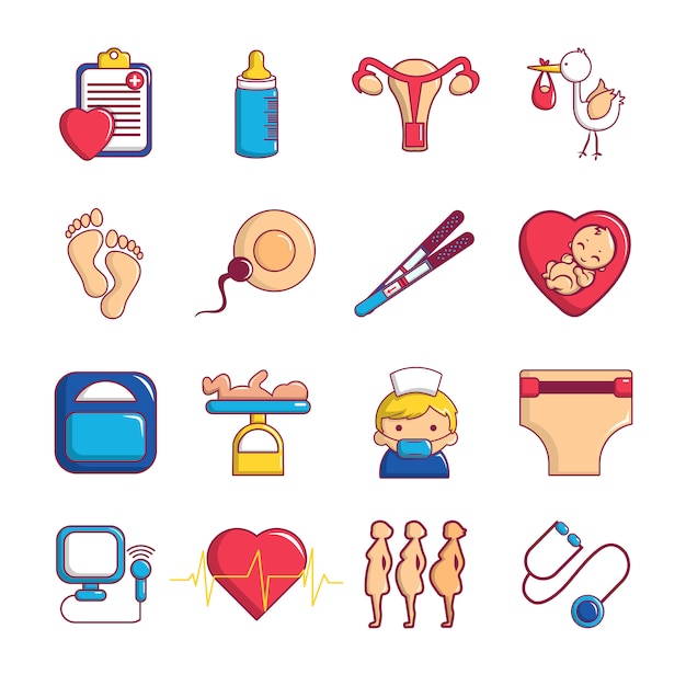 Pregnancy icons set