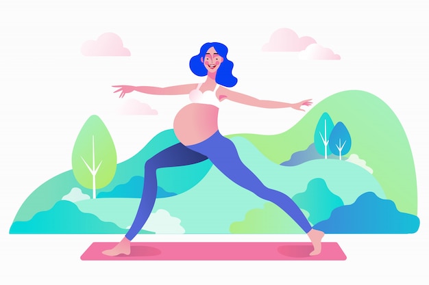 Pregnancy prenatal yoga practice workout concept