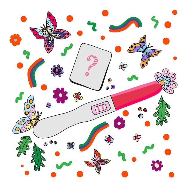 Pregnancy test background picture pattern baby gender pregnancy planning doodle and flat