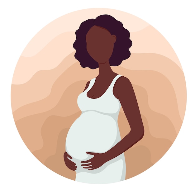 Pregnant african american woman Flat style vector illustration design