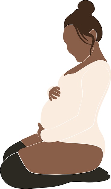 Pregnant afro american girl flat design isolated vector