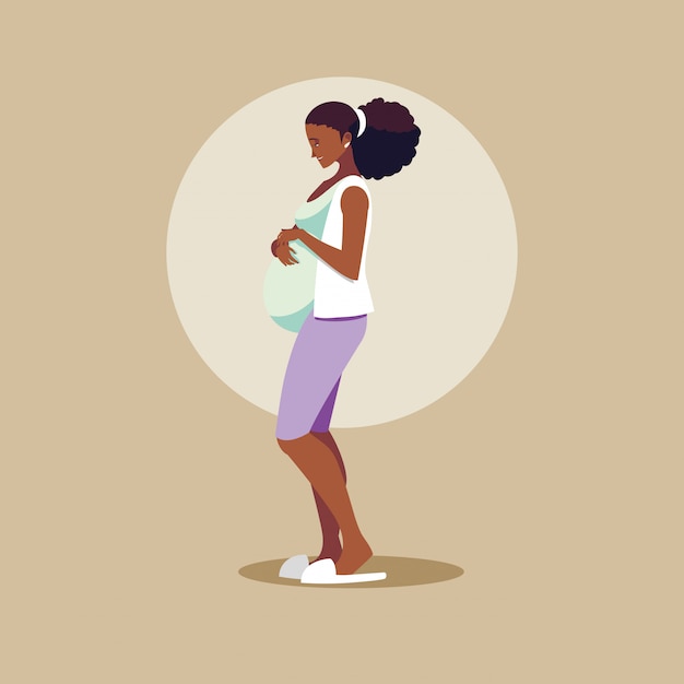 Pregnant afro woman avatar character