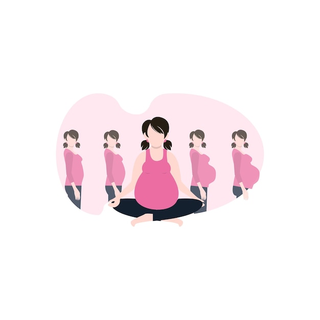 The pregnant girl doing yoga