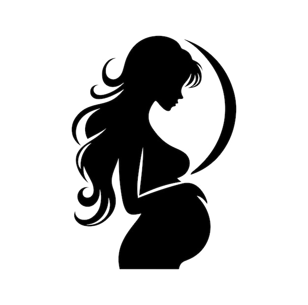 Pregnant lady silhouette black man vector illustration