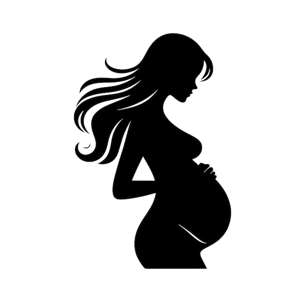 Pregnant lady silhouette black man vector illustration