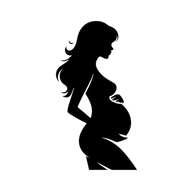 Pregnant lady silhouette black man vector illustration