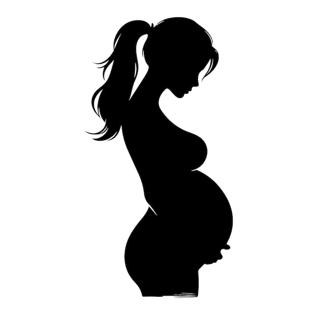 pregnant lady Silhouette vector illustration on white background