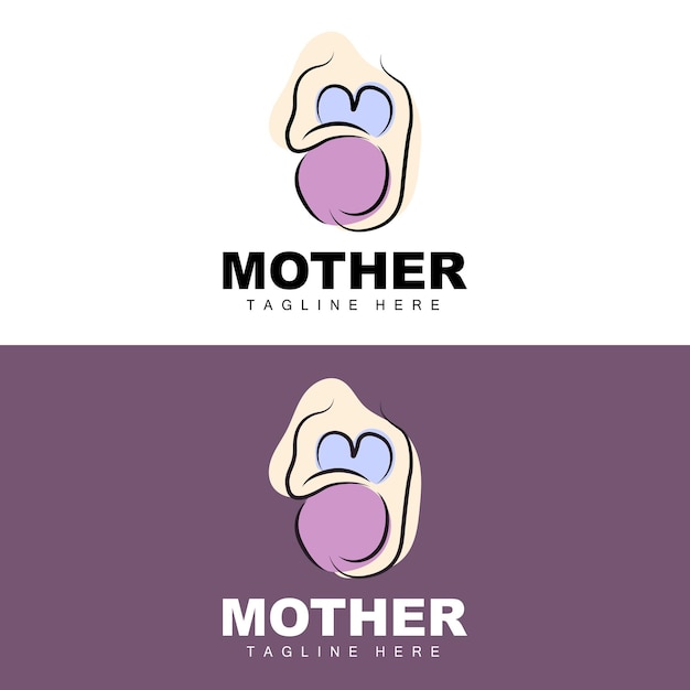 Vector pregnant logo mom and baby health care design pregnant and baby medicine brand icon vector