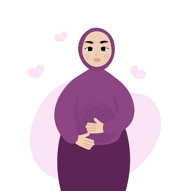 Pregnant muslim woman in hijab in last month of pregnancy Mother waiting for baby birth