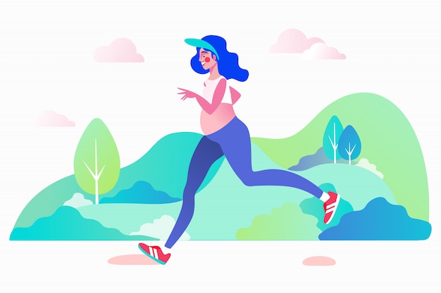 Pregnant Running, jogging  outdoor concept 