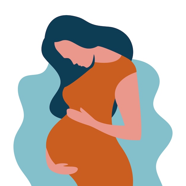 Pregnant woman concept in cute cartoon style