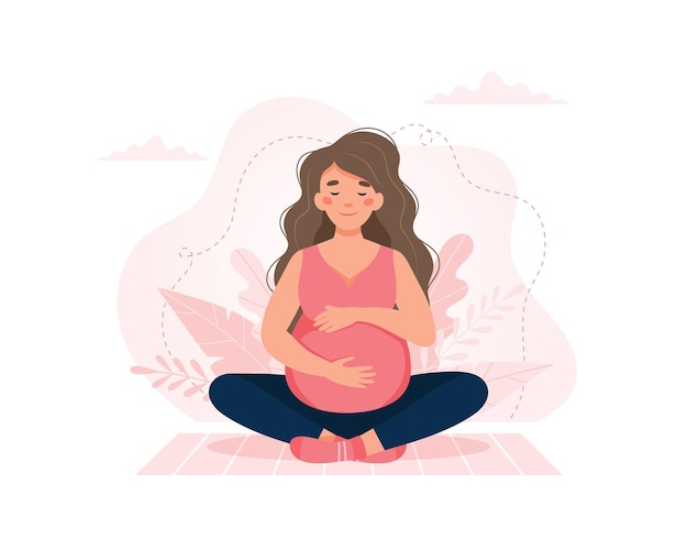 Pregnant woman, concept in cute cartoon style