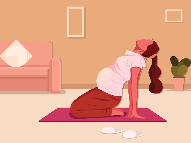 Pregnant woman doing yoga