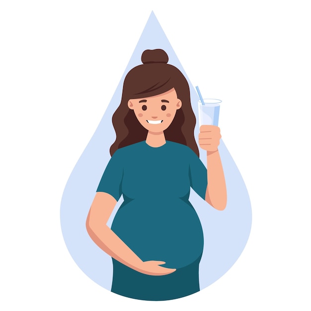 a pregnant woman drinking water from a glass Healthy drinking