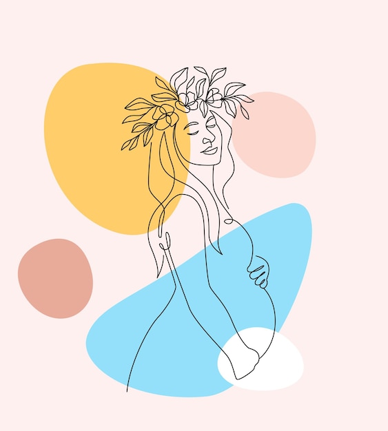 Pregnant woman in elegant line art style