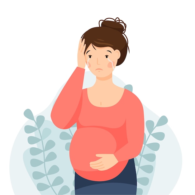 A pregnant woman has a headache. The pregnant girl is not feeling well.