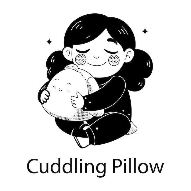 Vector a pregnant woman holding a baby pillow that says cuddly pillow