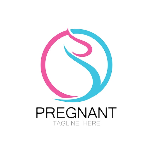 pregnant woman logo design illustration icon template vector , abstract minimalist simple, for child