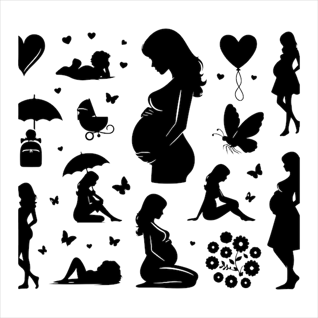 Pregnant woman silhouette vector illustration