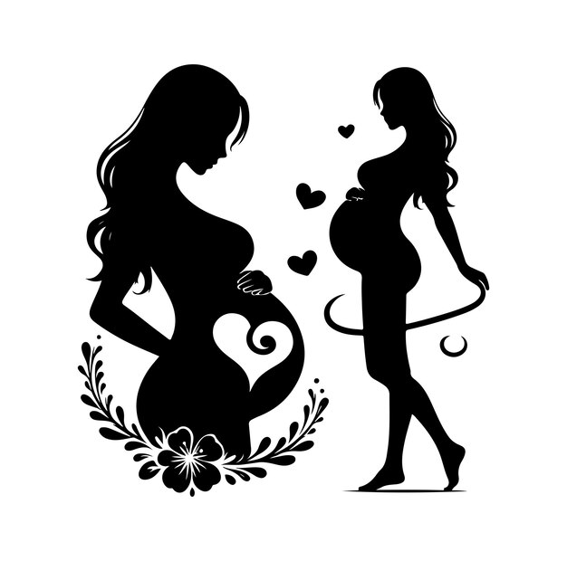 Vector pregnant woman silhouette vector