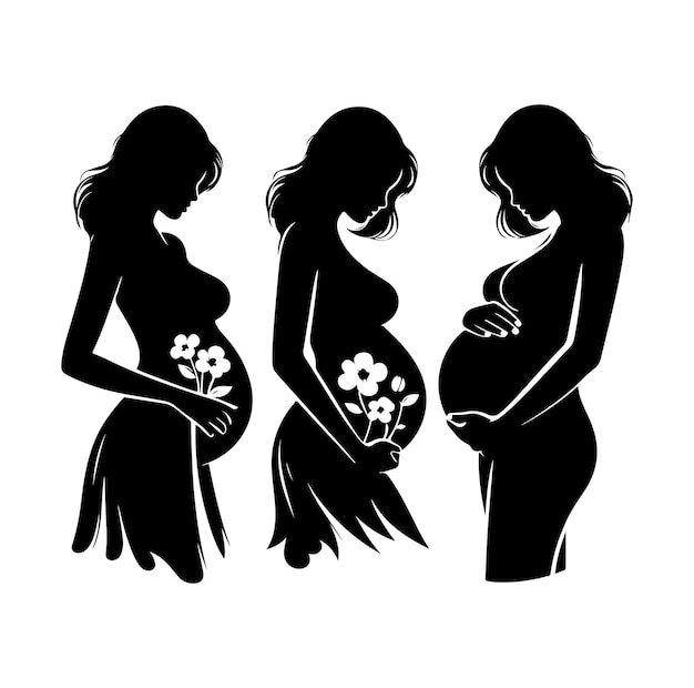 Vector pregnant woman silhouette vector