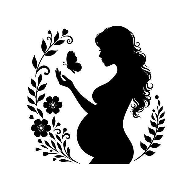 Vector pregnant woman silhouette vector