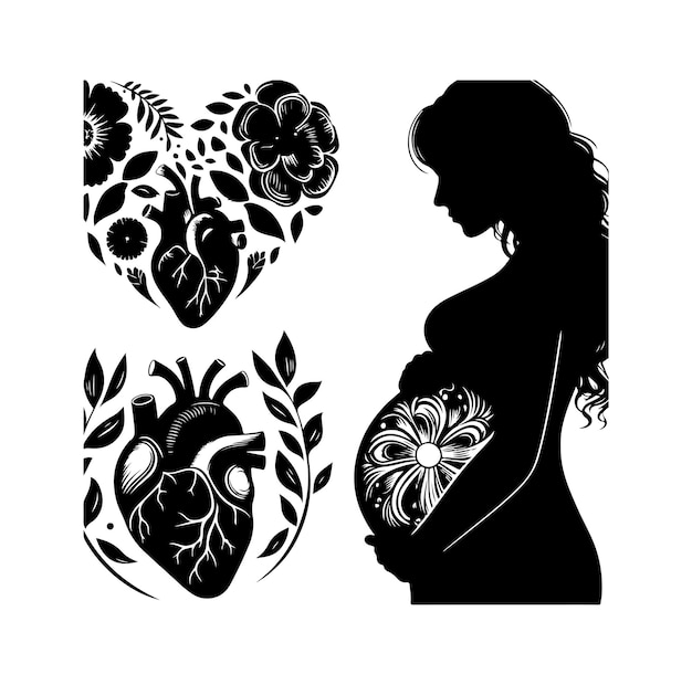 Vector pregnant woman silhouette vector