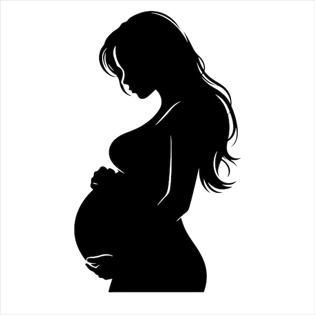 pregnant woman vector silhouette illustration in black color