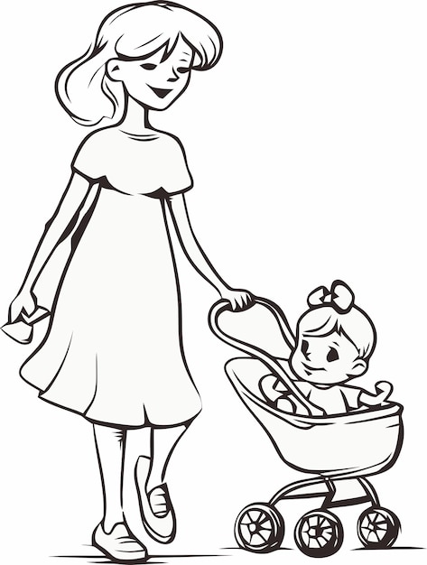 A pregnant woman with a baby in a stroller