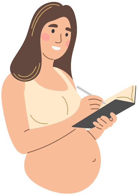 A pregnant woman with a diary