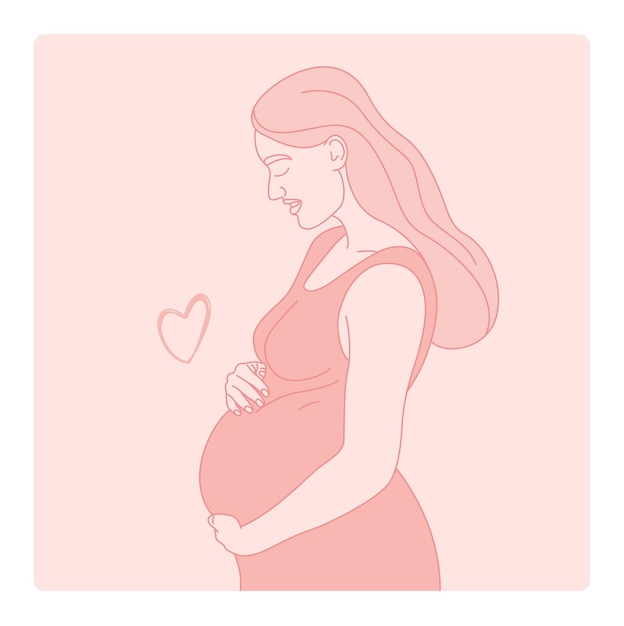 pregnant women line illustration. International Mother's Day.