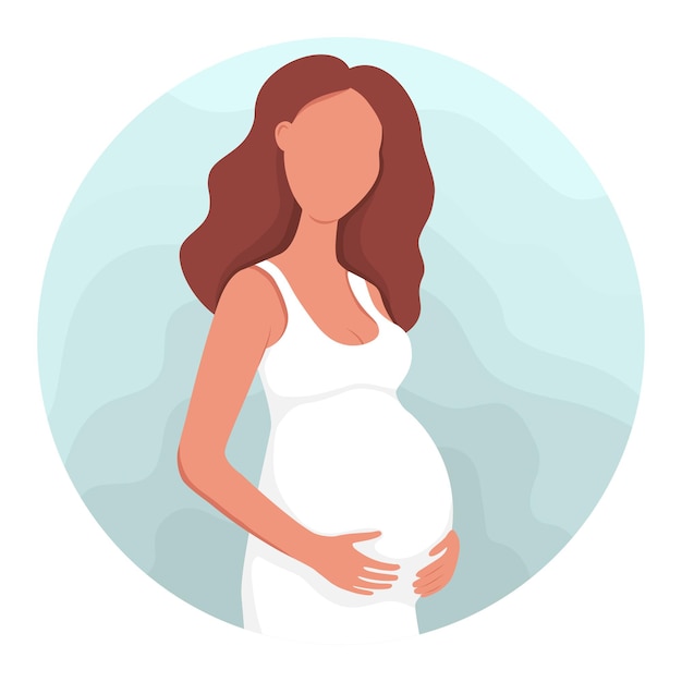 Pregnant young woman Flat style vector illustration design