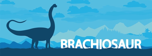 Prehistoric landscape before our era Brachiosaurus dinosaur in the habitat prehistoric creature Vector graphics