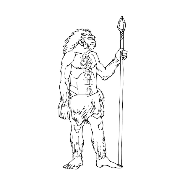 Prehistoric man. A Stone Age hunter. A caveman with a spear.