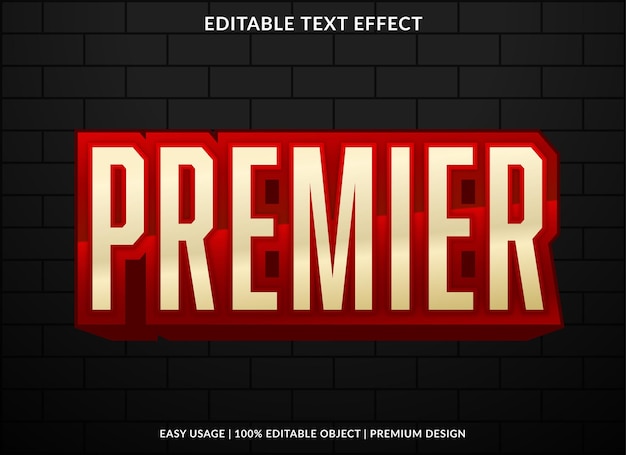 premier text effect template with abstract style use for business logo and brand