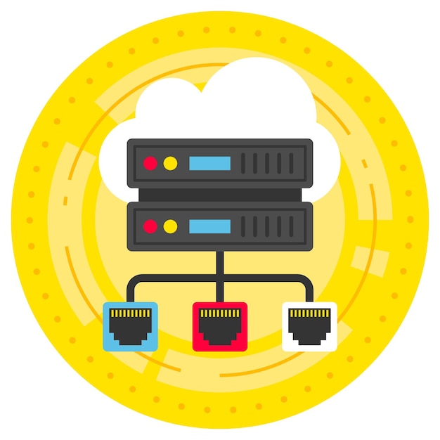 on premises cloud based LAN Concept storage area network Vector Design Cloud Processing Computing