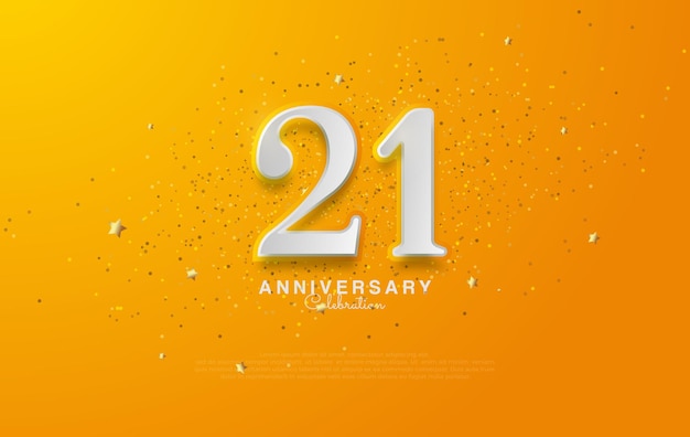 Premium 21st anniversary design with classic white and bright yellow number illustrations Vector background for invitations posters celebrations and social media posts